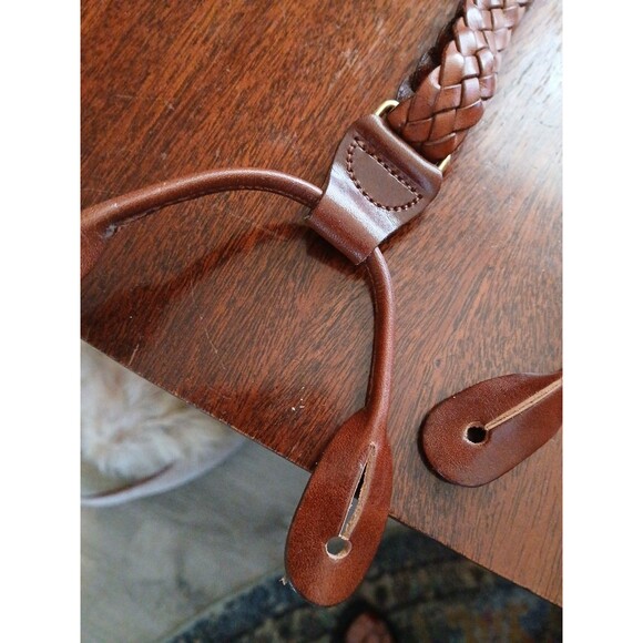 TRAFALGAR Men's Braided Cognac Leather Adjustable Suspenders - Picture 4 of 6